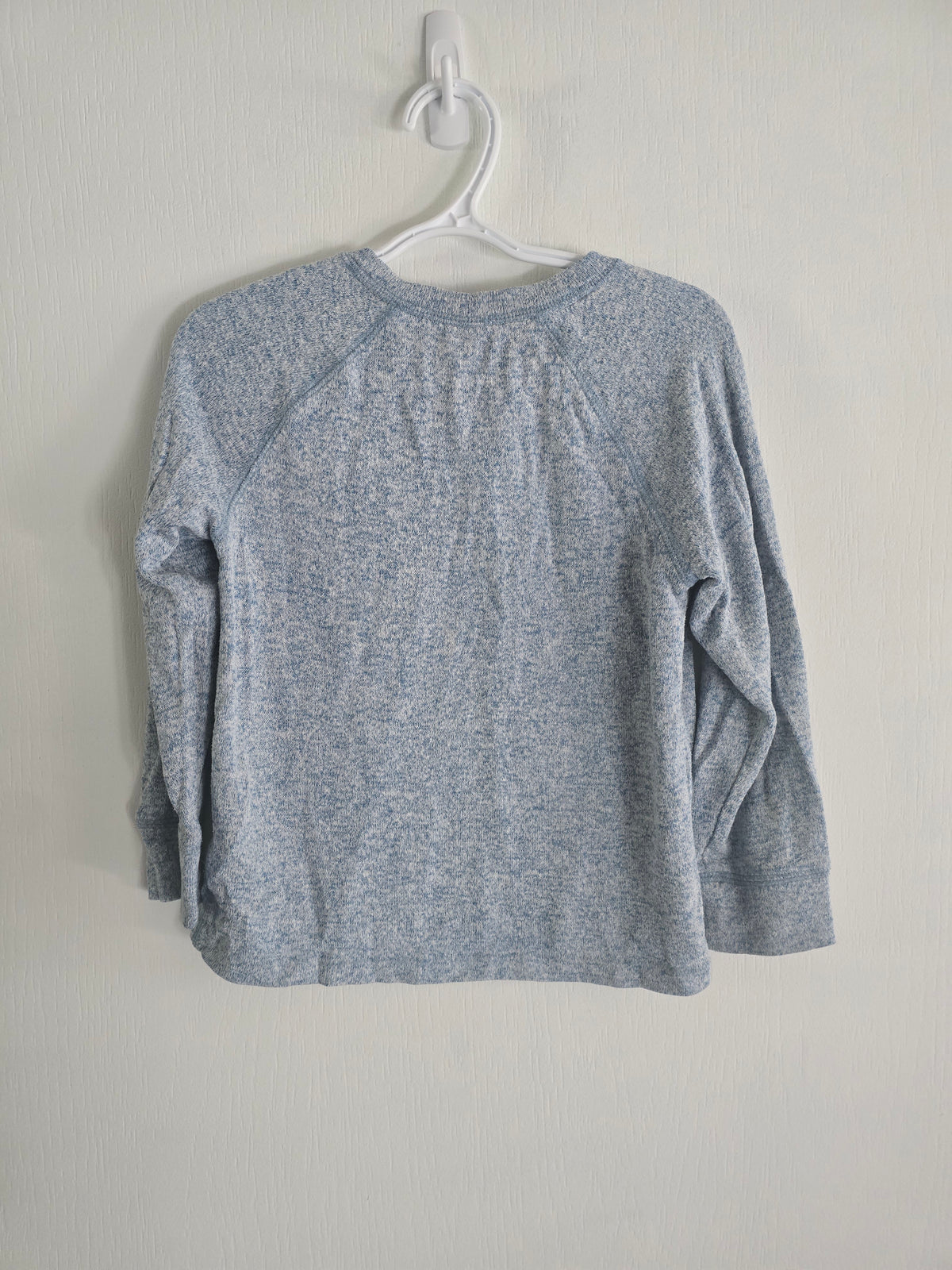 Blue Marled Button-Neck Long Sleeve | 3T