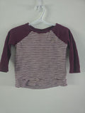 Old Navy Burgundy Stripe Long Sleeve Peplum Top | 18-24 month
