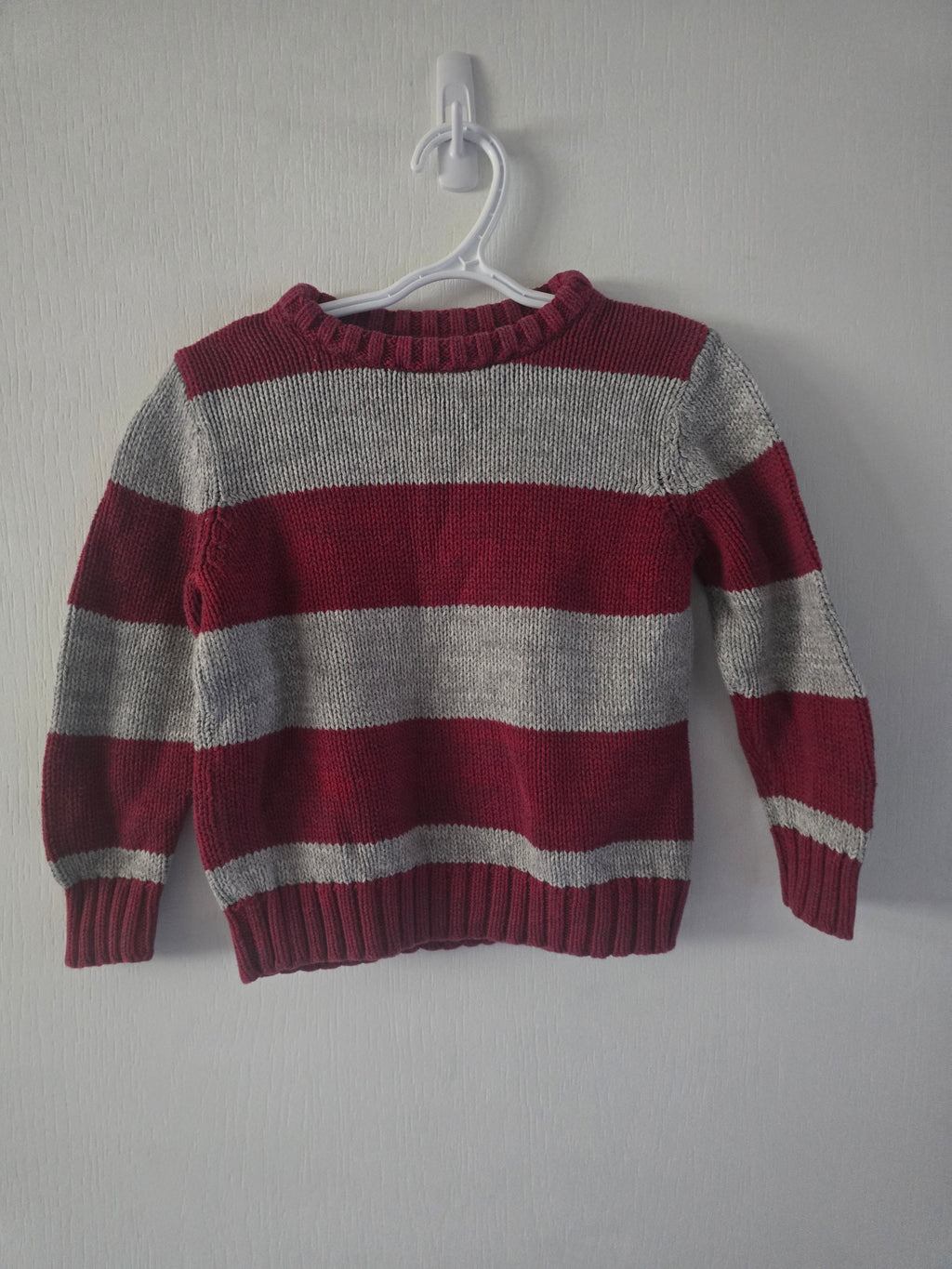 Old Navy Red & Gray Striped Sweater | 4T