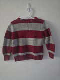 Old Navy Red & Gray Striped Sweater | 4T