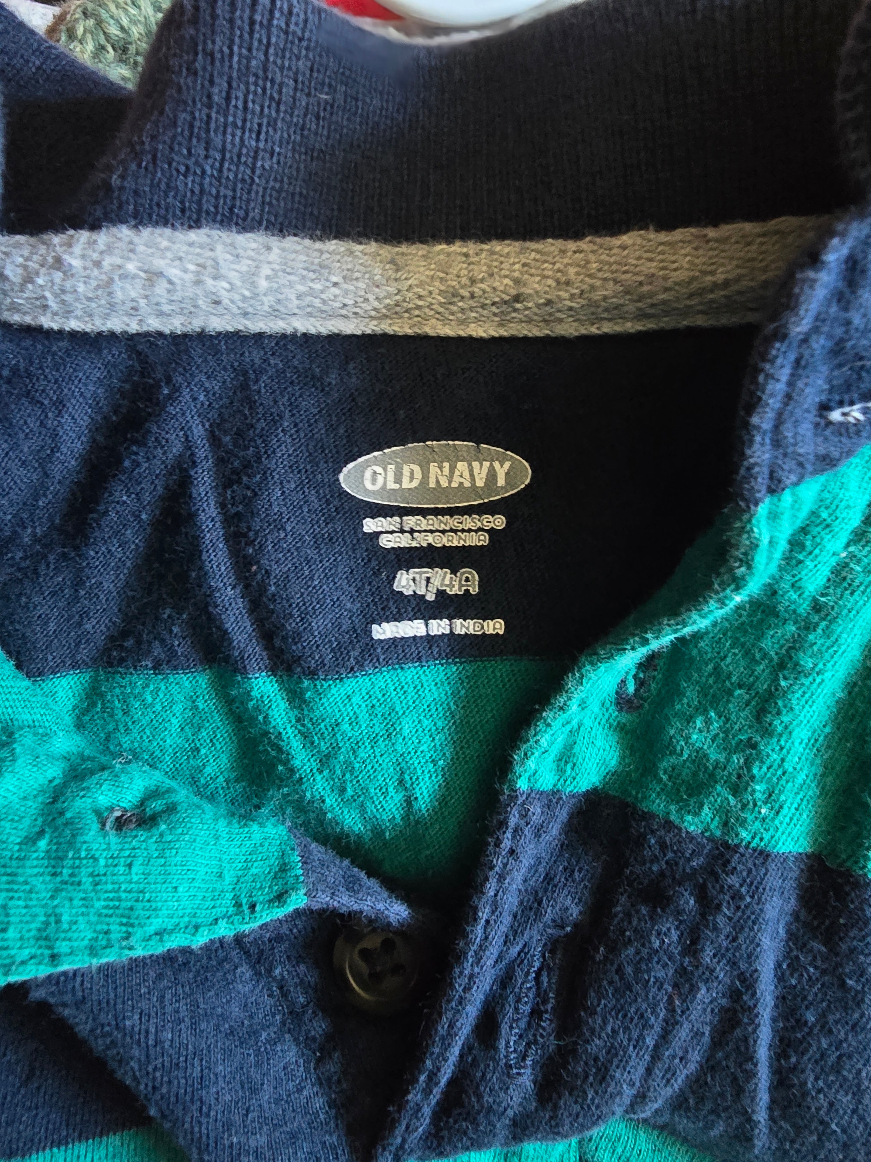 Old Navy Teal & Navy Striped Rugby Shirt | 4T