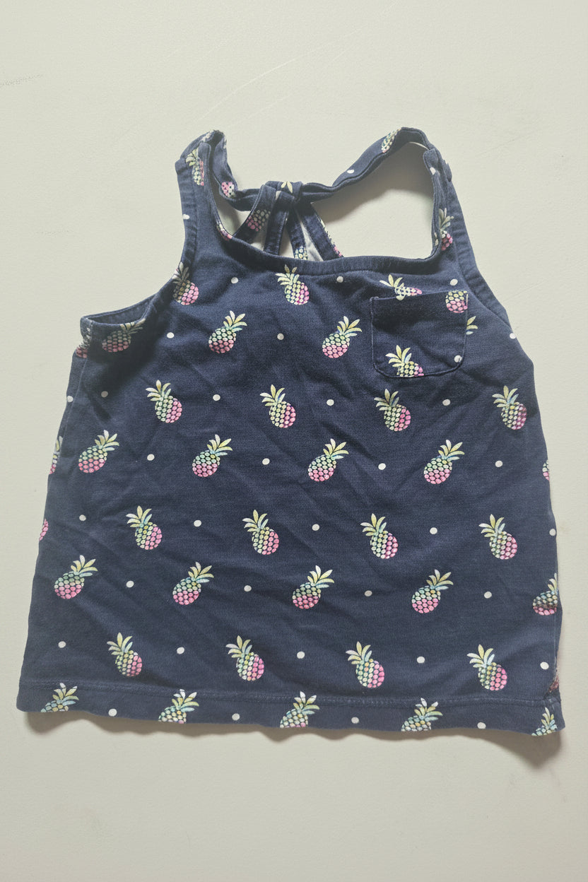 OshKosh Girls Navy Pineapple Print Tank | 2t