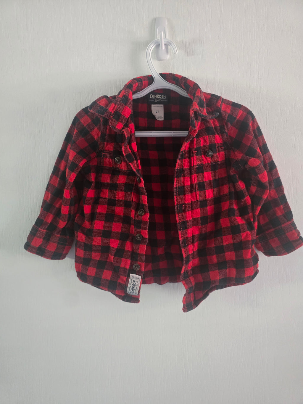 OshKosh B'gosh Red & Black Buffalo Plaid Flannel Shirt | 2T