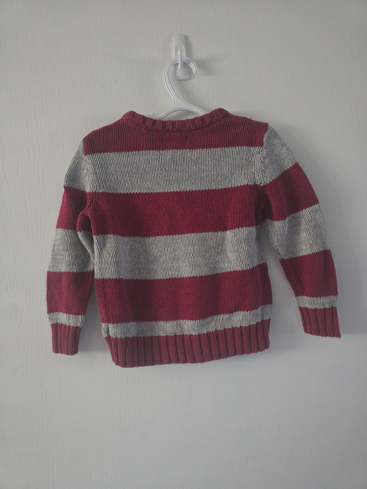 Old Navy Red & Gray Striped Sweater | 4T