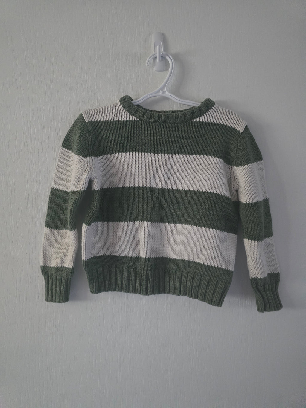 Old Navy Green & Cream Striped Sweater | 4T