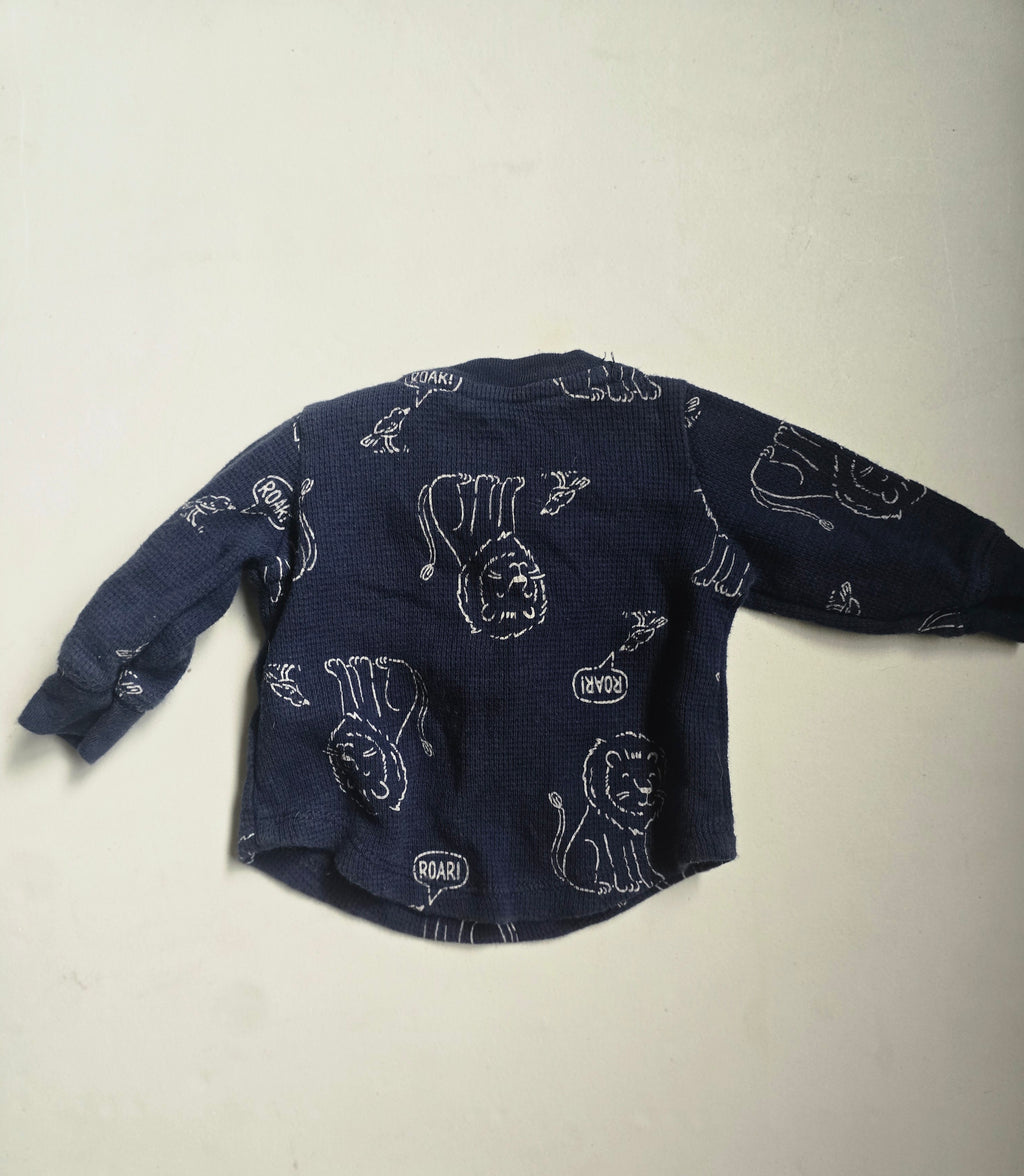 Carter's Lion Print Waffle Knit Henley | Newborn