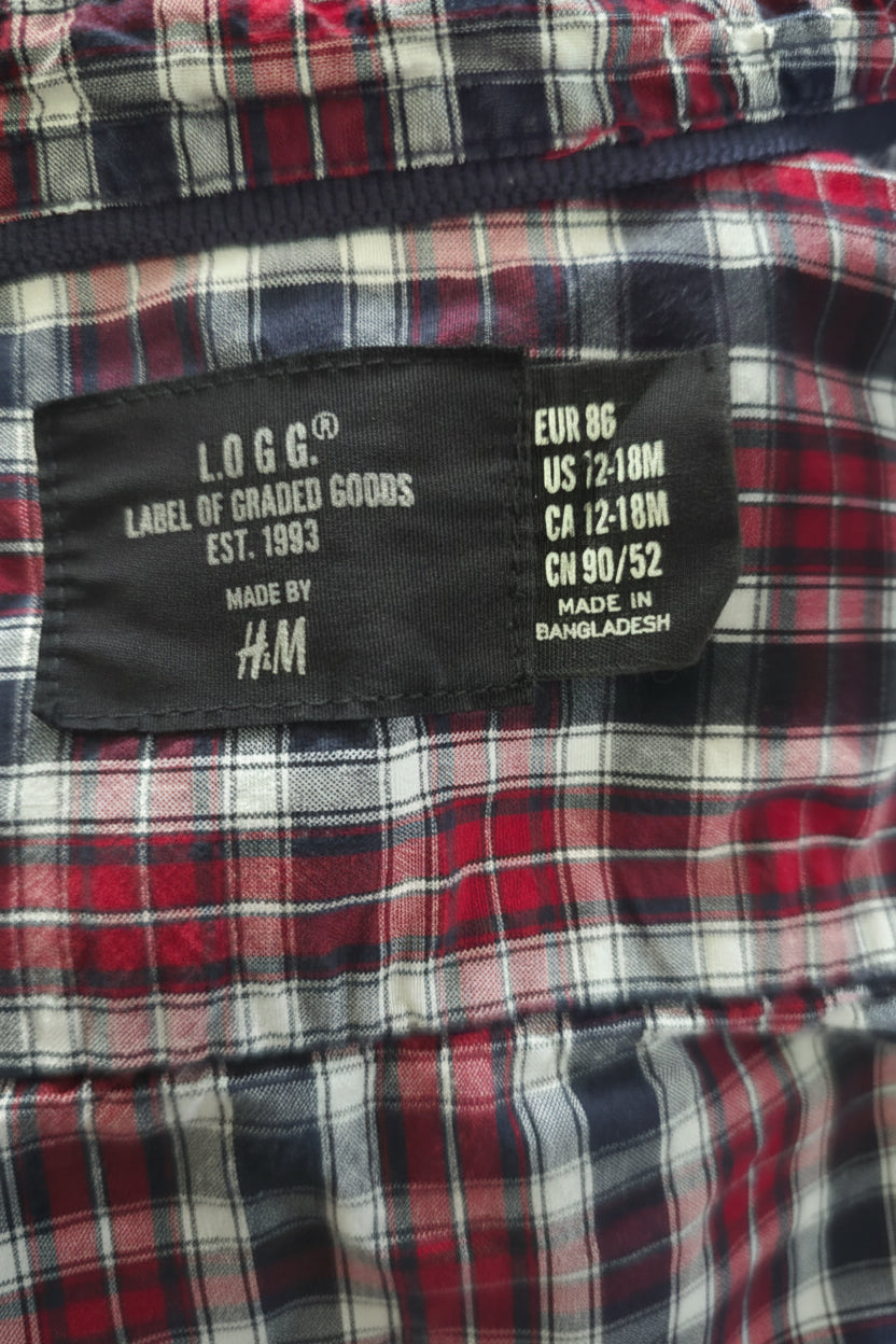 H&M Red Plaid Button-Up Shirt | 12-18 M