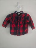 H&M Baby Red Buffalo Plaid Button-Up Shirt | 4-6M