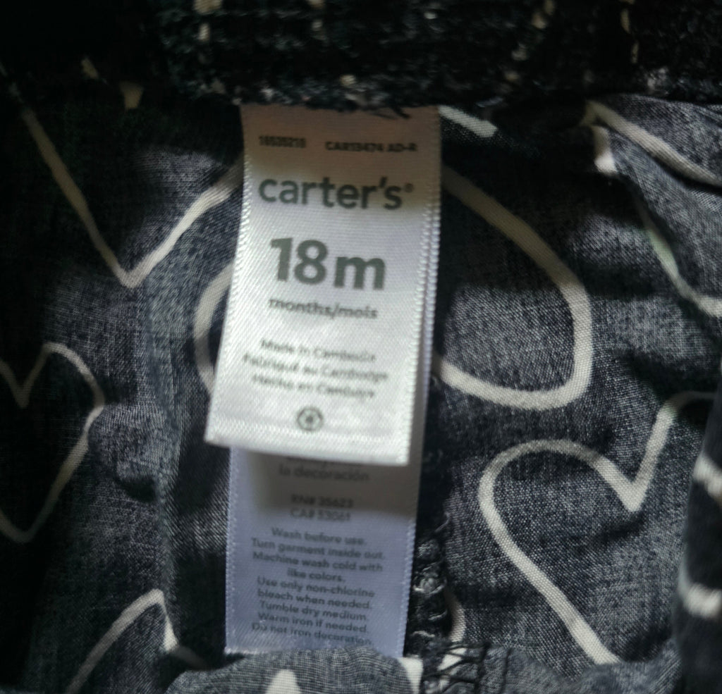 Carter's Black Heart Print Lightweight Jogger Pants | 18 Month