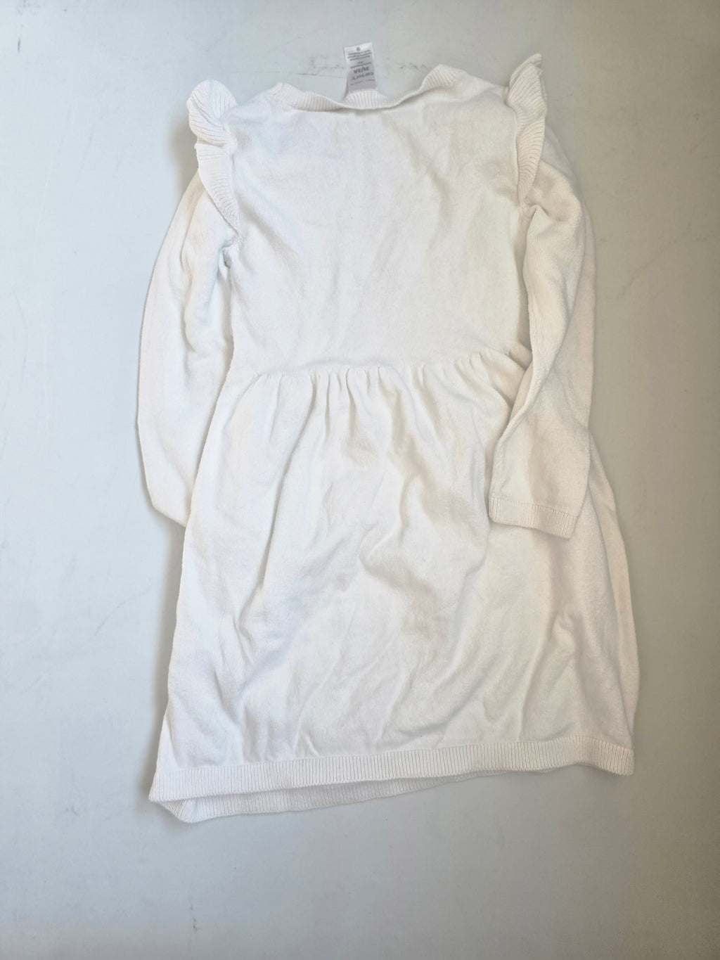 Carter's White Knit Sweater Dress with Ruffle Shoulders | 3T