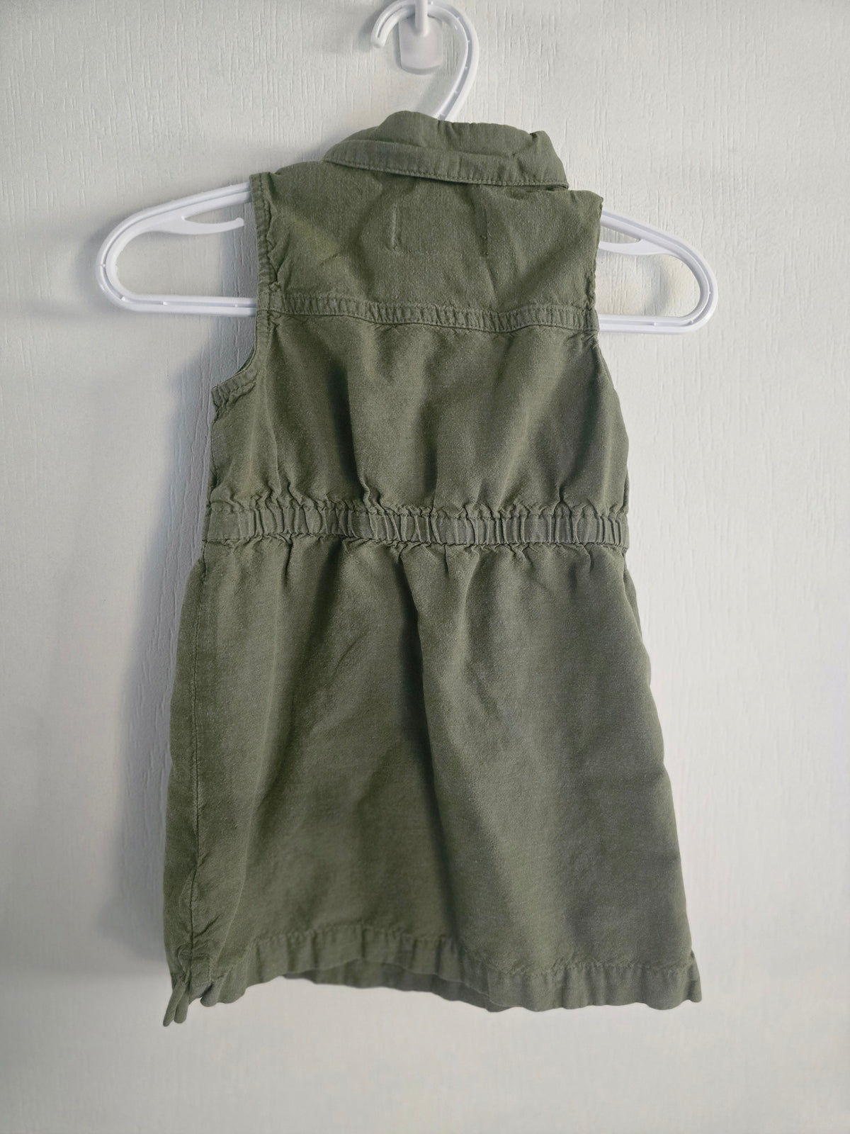 Old Navy Olive Green Sleeveless Shirt Dress | 2T