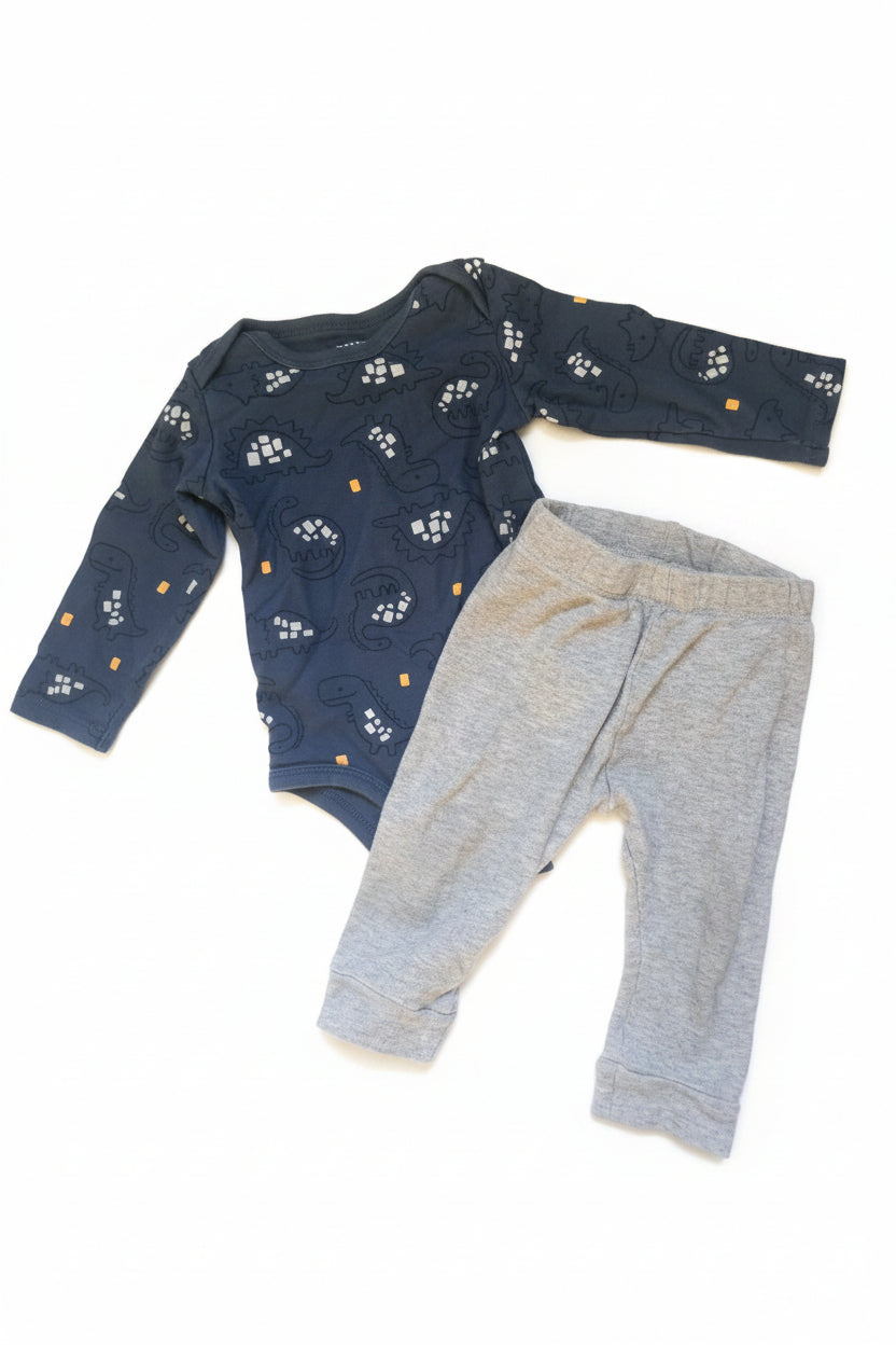 Pekkle Dinosaur Bodysuit & Pants Set | 9 Month