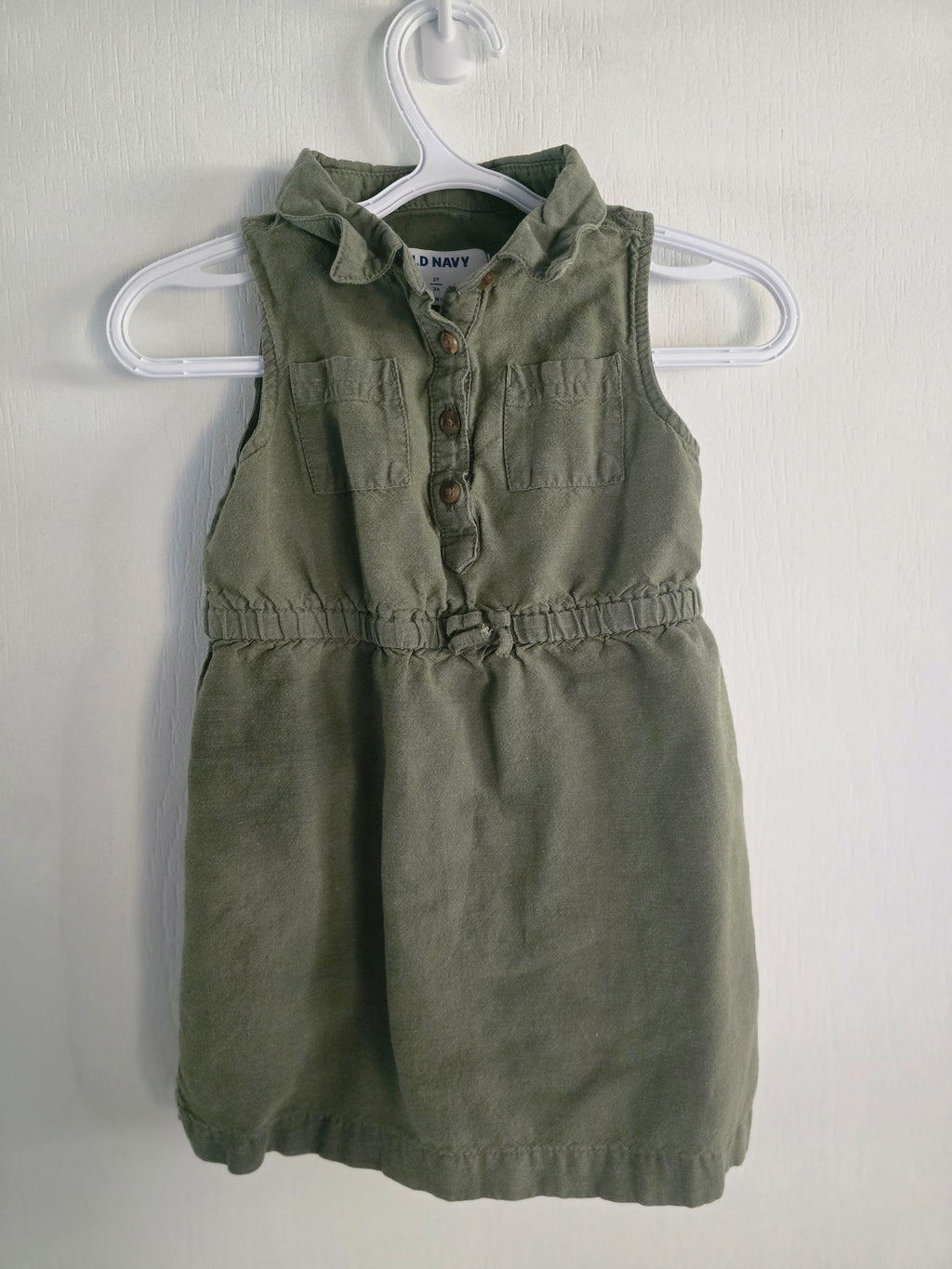 Old Navy Olive Green Sleeveless Shirt Dress | 2T