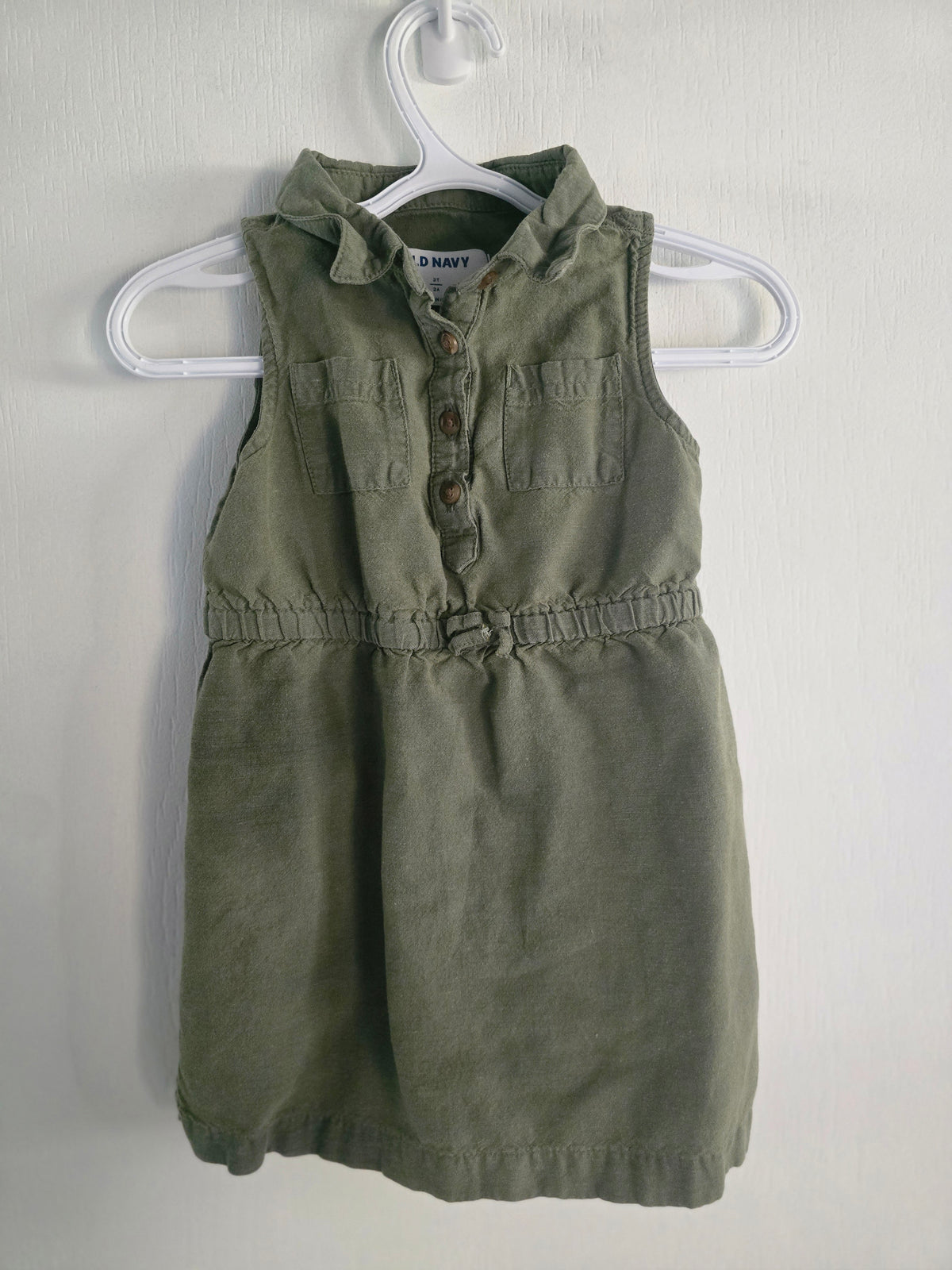 Old Navy Olive Green Sleeveless Shirt Dress | 2T