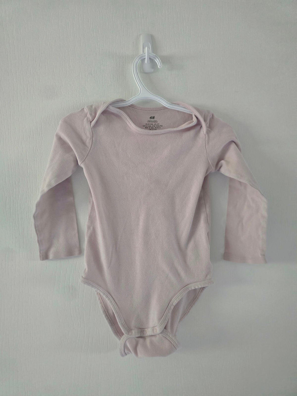 H&M Organic Cotton Long Sleeve Bodysuit | 2-3 year