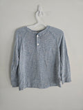Blue Marled Button-Neck Long Sleeve | 3T
