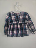Girls Plaid Peplum Top | Pink, Navy & Grey | 3T–4T
