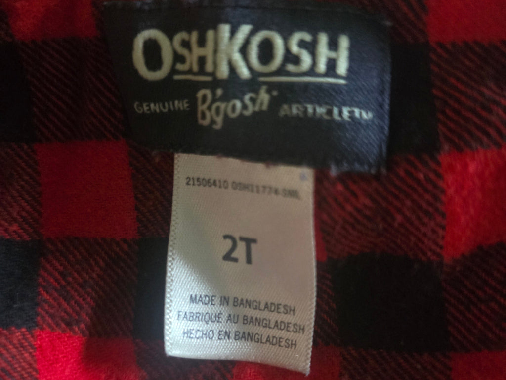 OshKosh B'gosh Red & Black Buffalo Plaid Flannel Shirt | 2T