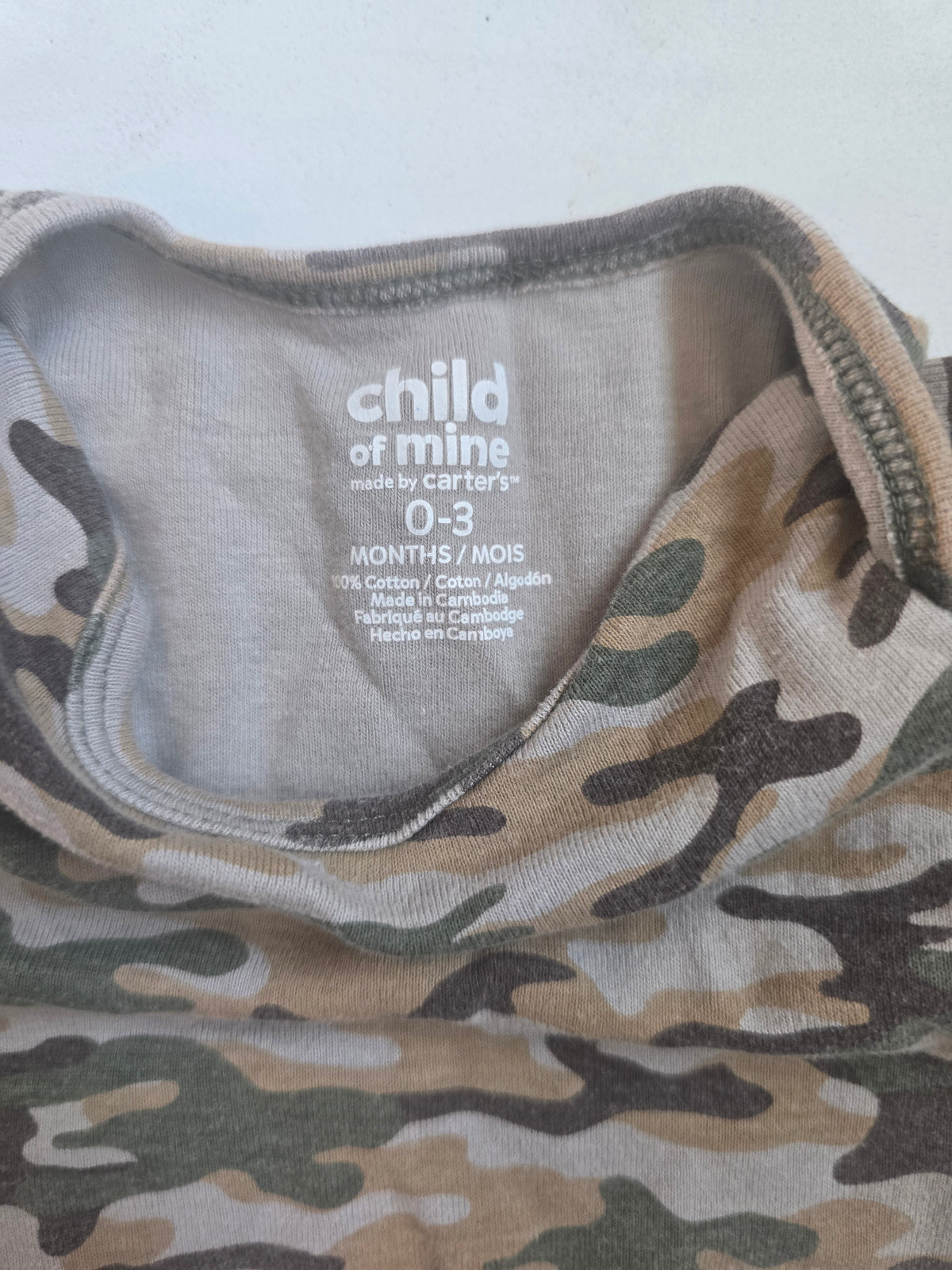 Child of Mine by Carter's Camo Short Sleeve Bodysuit | 0-3 Month
