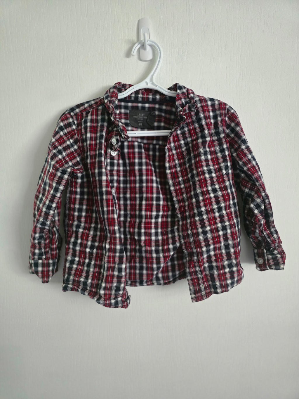 H&M Red Plaid Button-Up Shirt | 12-18 M