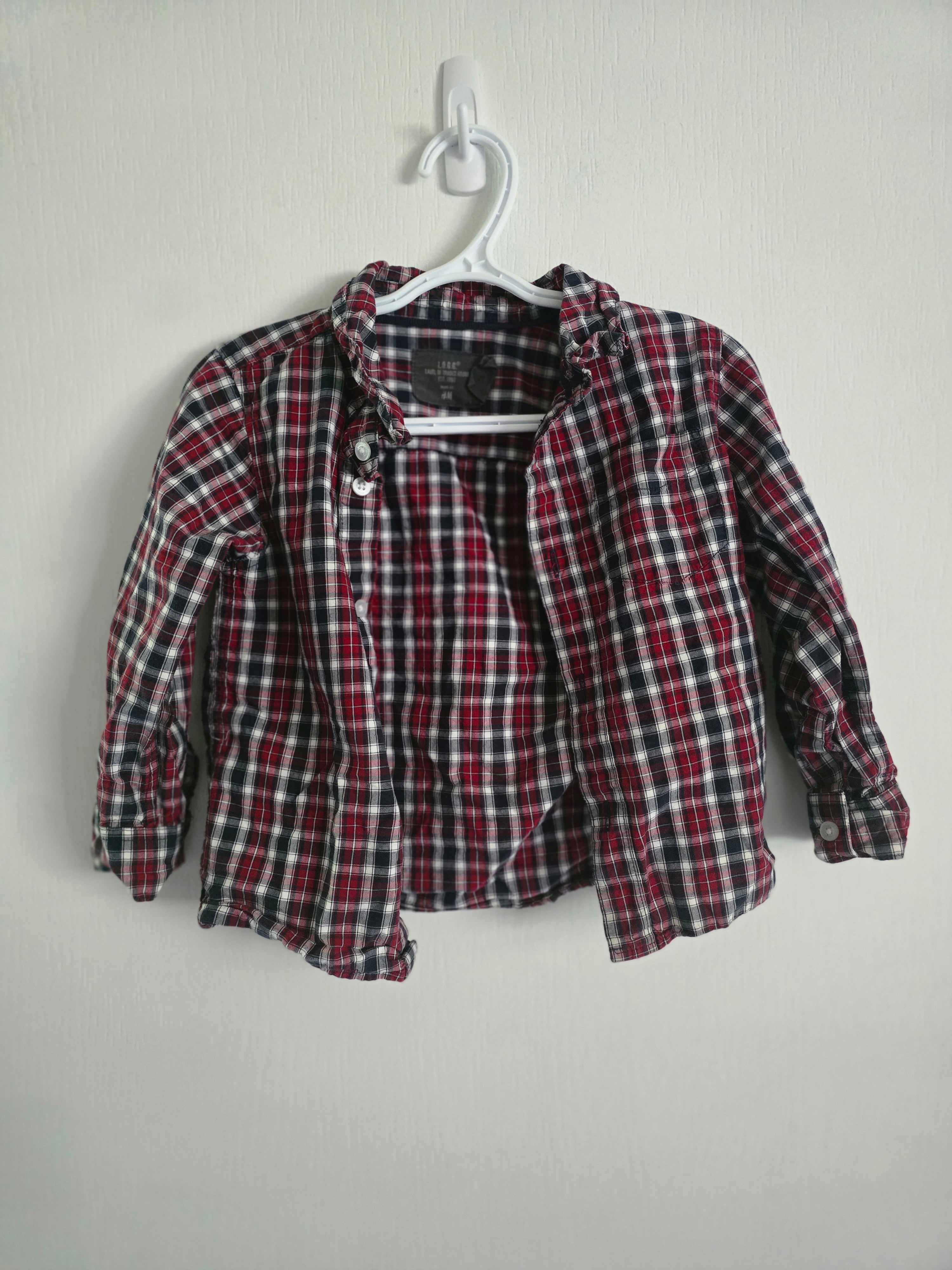 H&M Red Plaid Button-Up Shirt | 12-18 M
