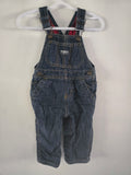 OshKosh B'gosh Denim Overalls with Plaid Lining | 6-9 Months