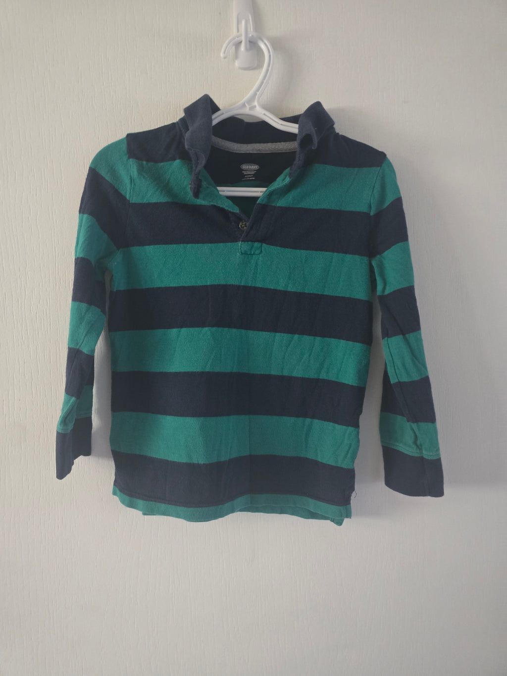 Old Navy Teal & Navy Striped Rugby Shirt | 4T