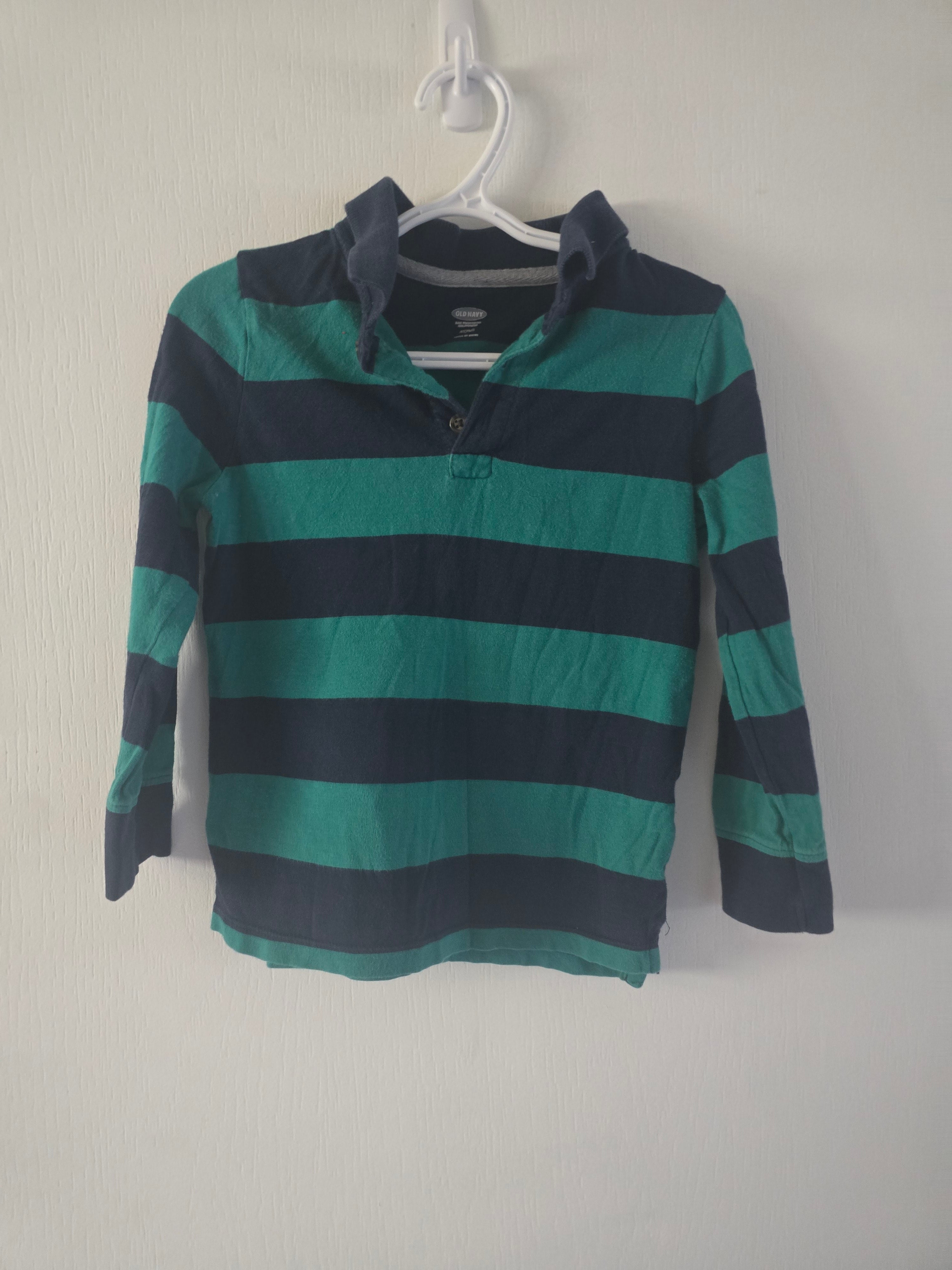 Old Navy Teal & Navy Striped Rugby Shirt | 4T