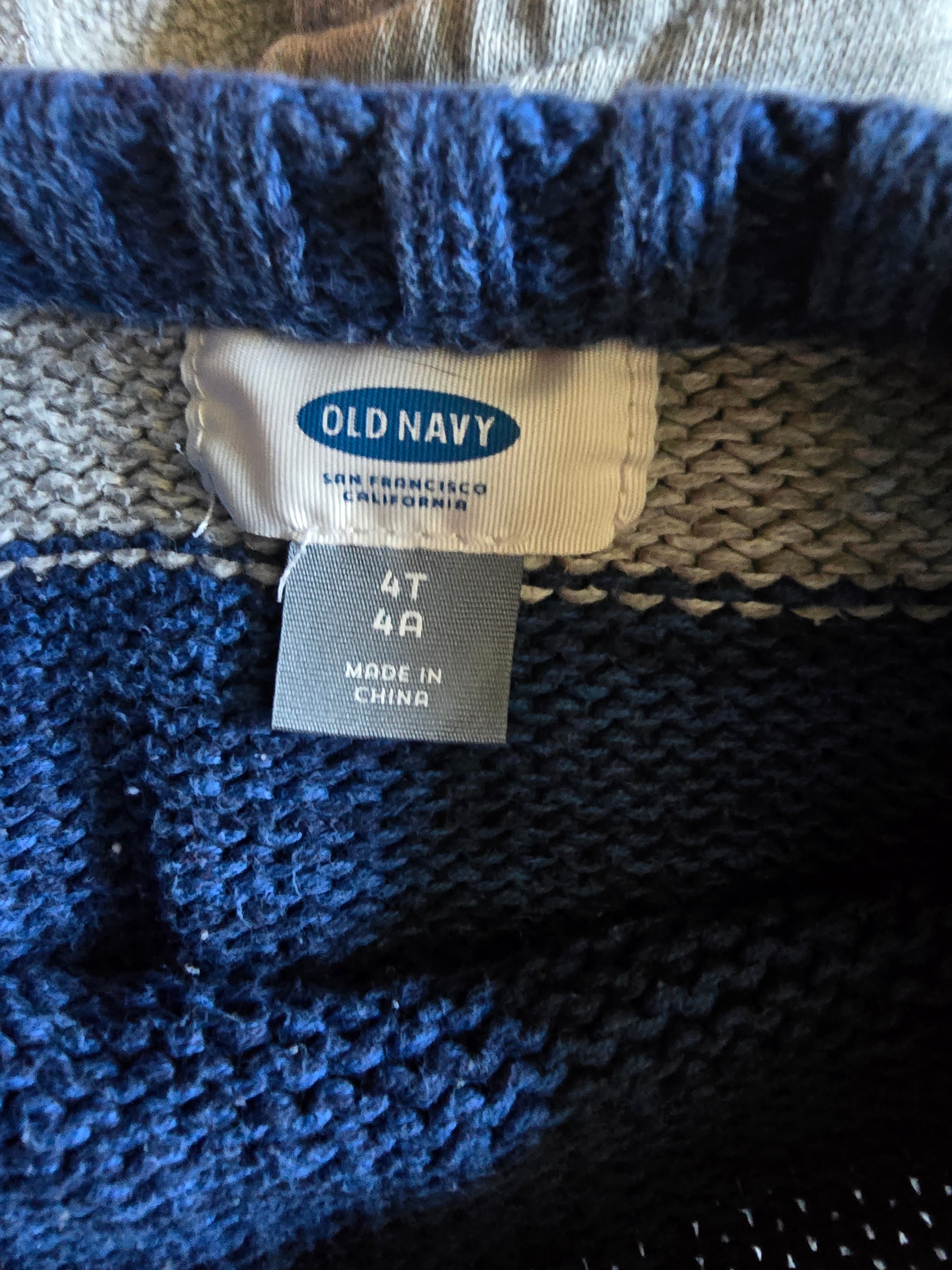 Old Navy Blue & Gray Striped Sweater | 4T