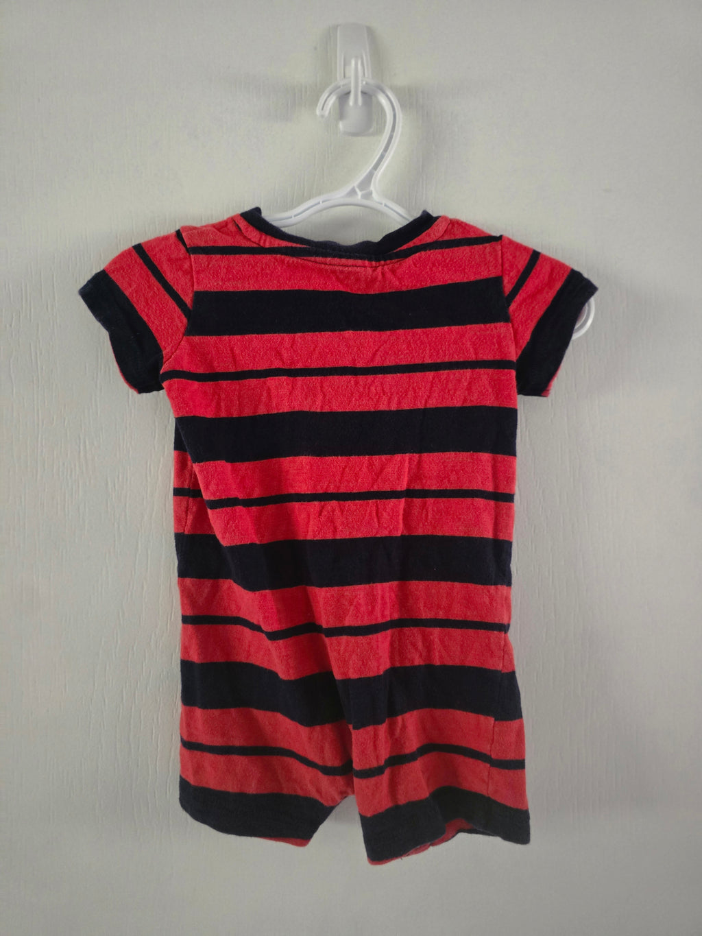 George Baby Red & Navy Striped Henley Romper | 3-6 Months