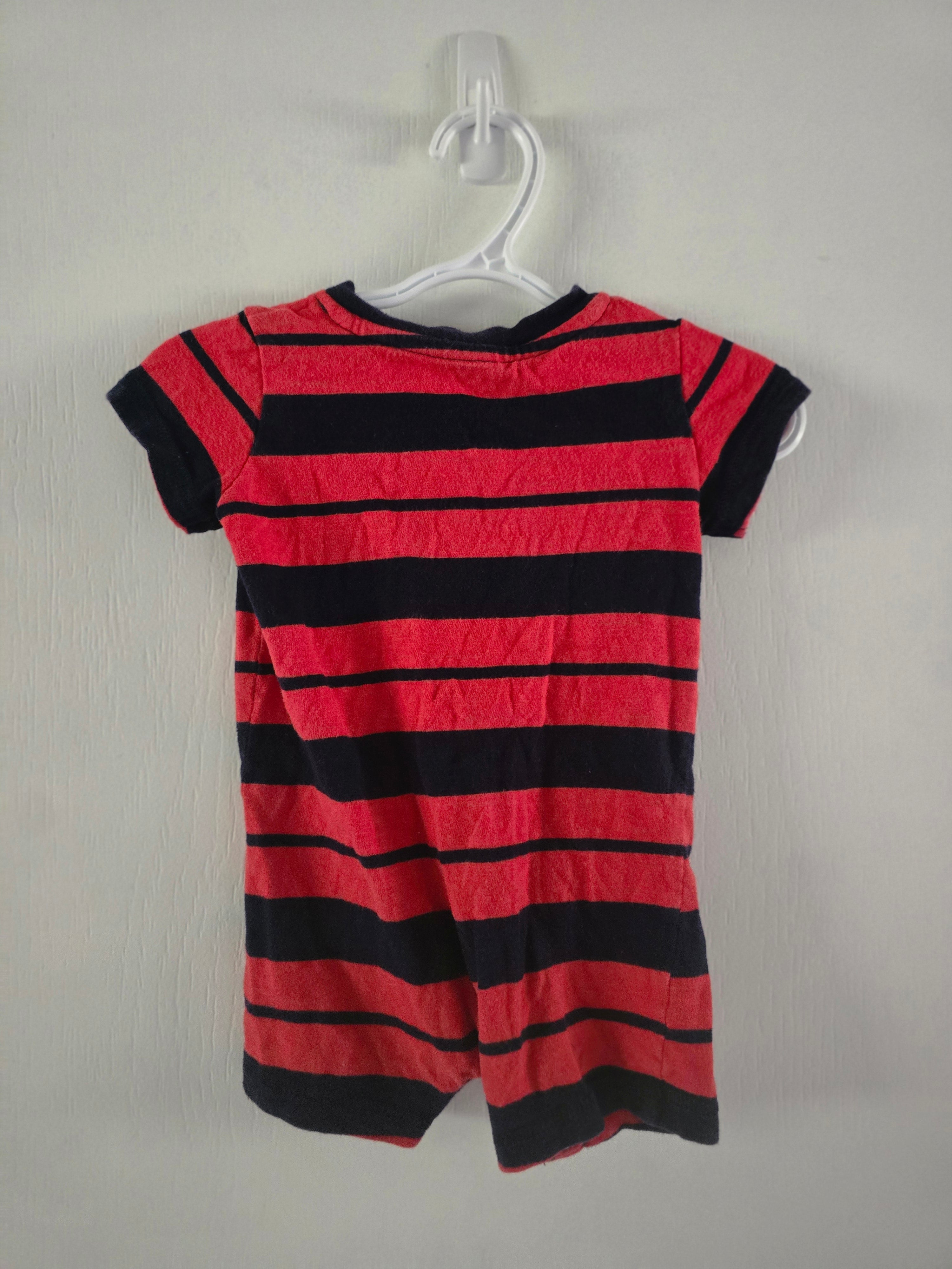 George Baby Red & Navy Striped Henley Romper | 3-6 Months