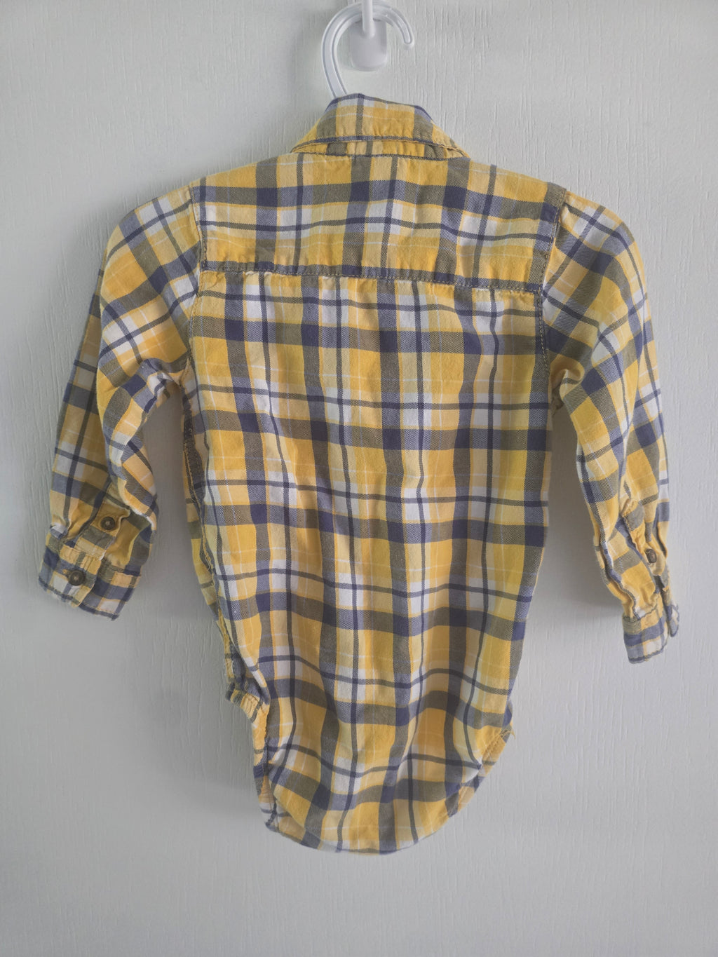 Carter's Yellow Plaid Button-Up Bodysuit | 18M