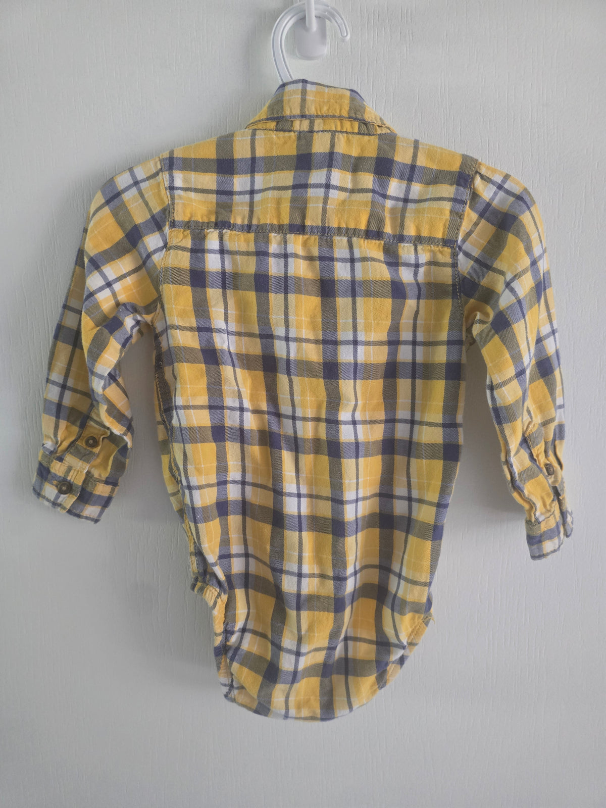 Carter's Yellow Plaid Button-Up Bodysuit | 18M