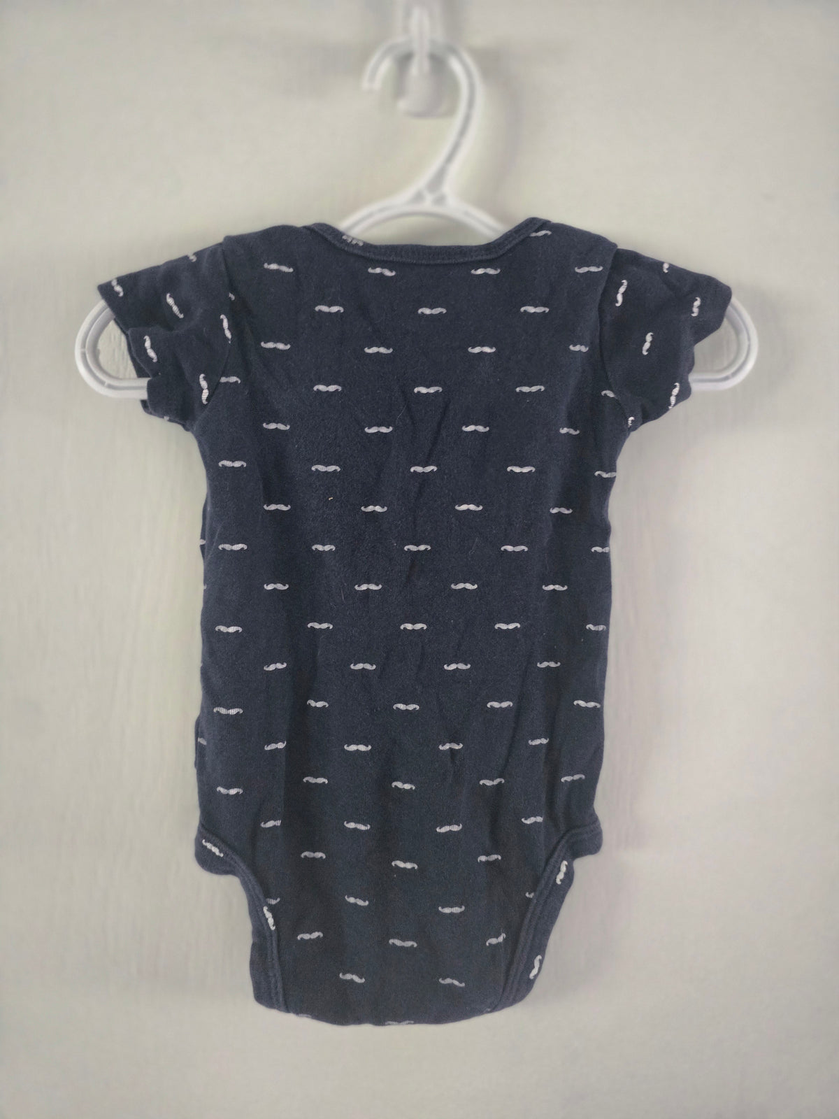 Carter's Navy Mustache Print Short Sleeve Bodysuit | 9M