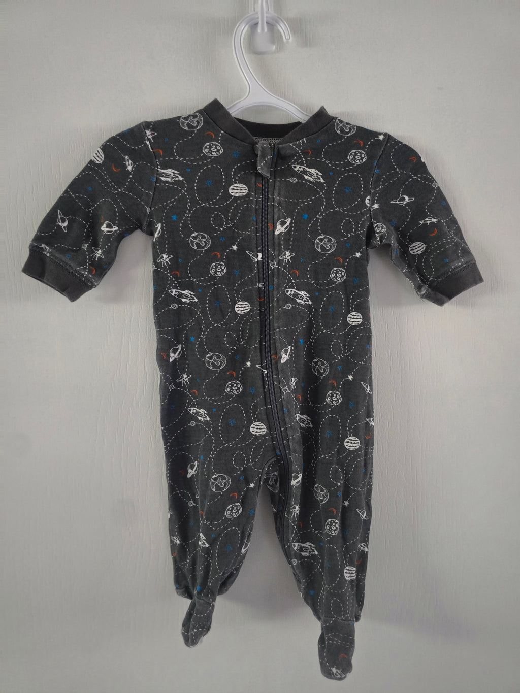 George Space Print Footed Sleeper | 0-3M