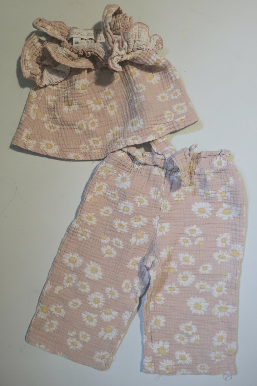Rachel Zoe Daisy Print Muslin Ruffle Two-Piece Set | 12 month