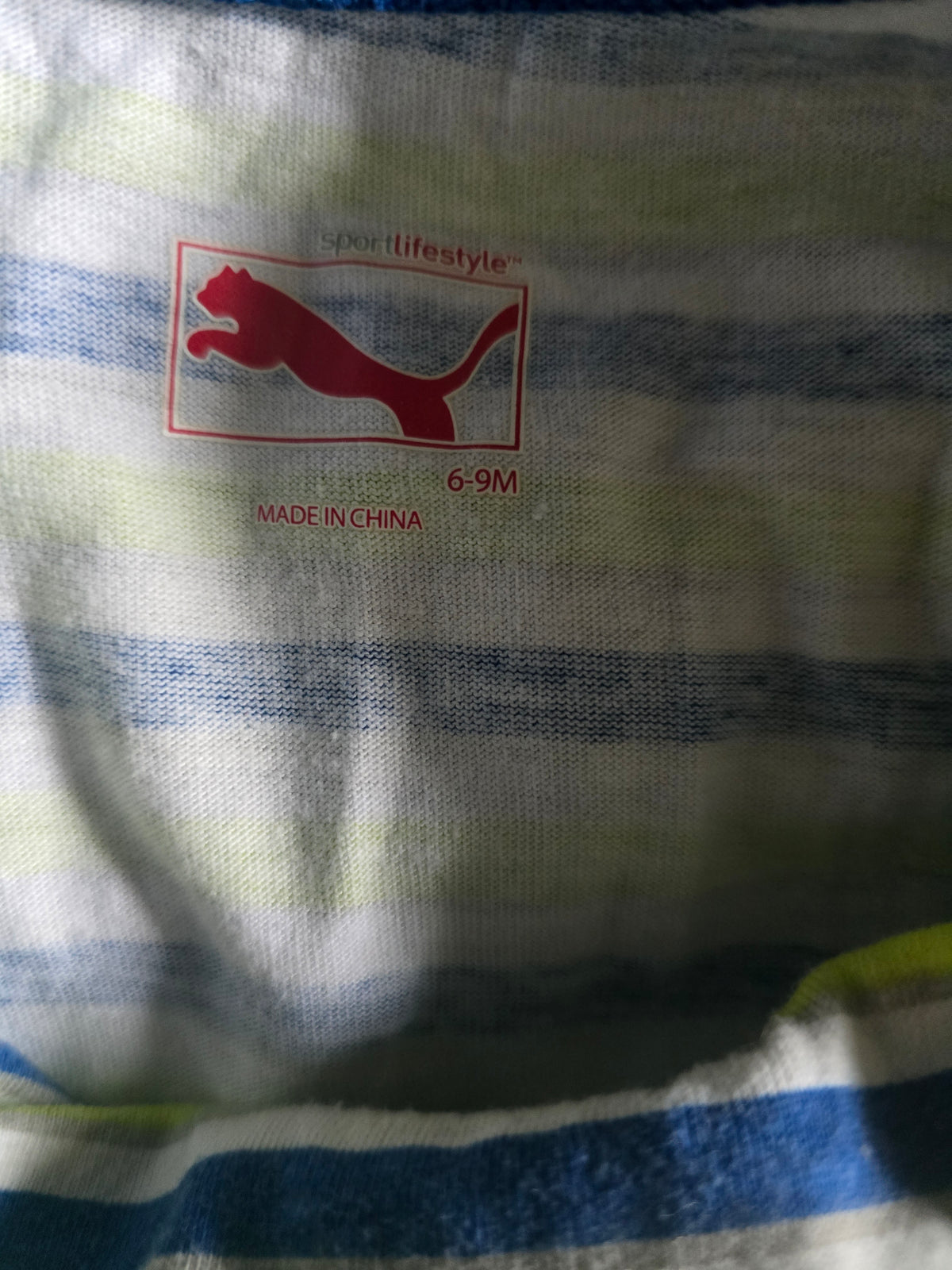 Puma Striped Short Sleeve Bodysuit | 6-9M