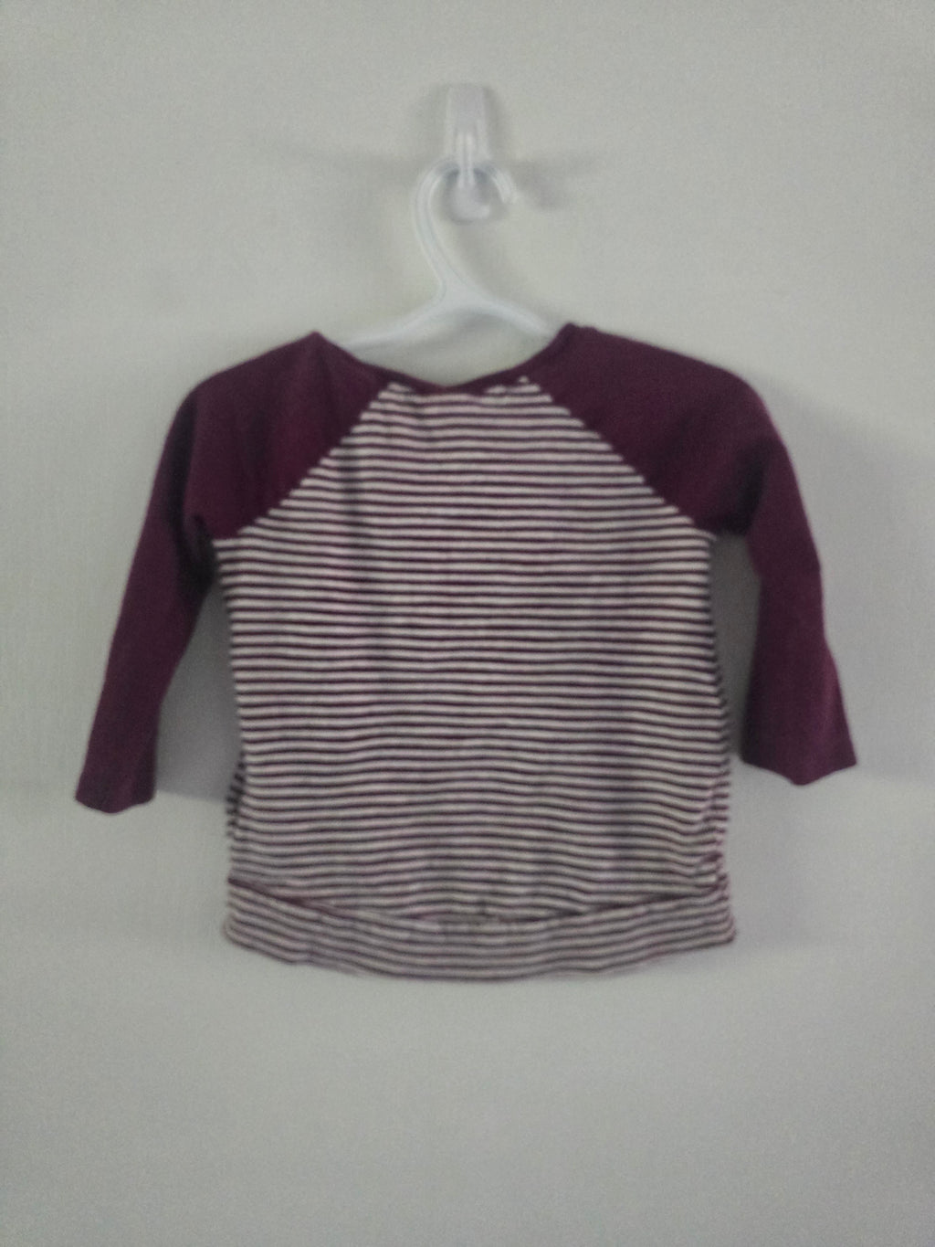 Old Navy Burgundy Stripe Long Sleeve Peplum Top | 18-24 month