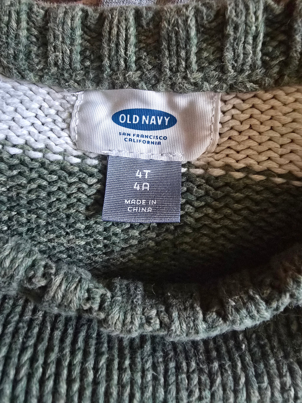 Old Navy Green & Cream Striped Sweater | 4T