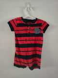 George Baby Red & Navy Striped Henley Romper | 3-6 Months
