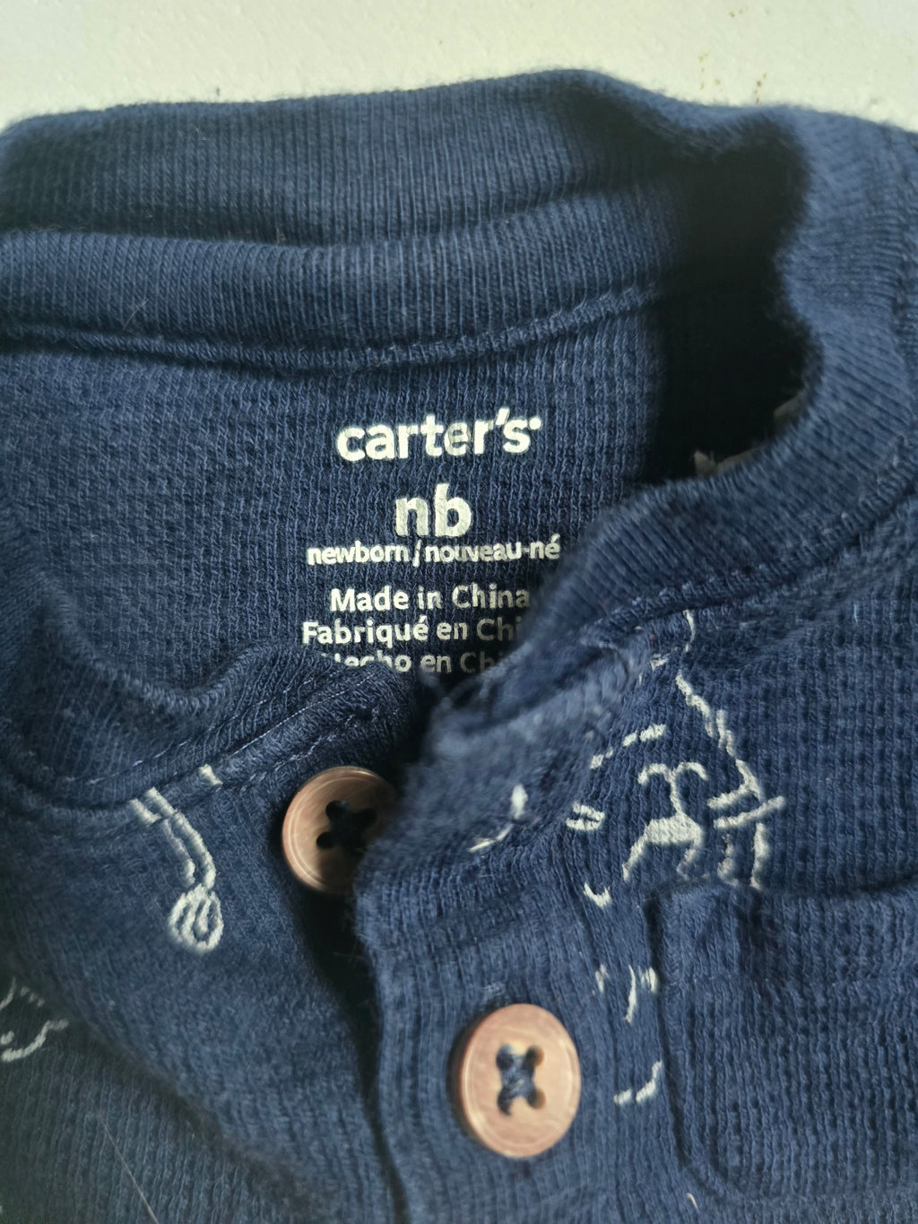 Carter's Lion Print Waffle Knit Henley | Newborn