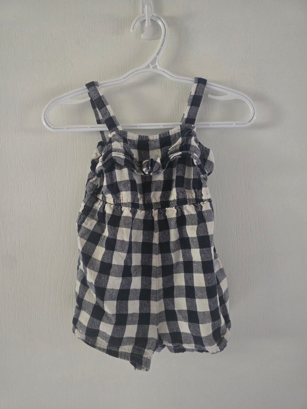 Old Navy Girls Black & White Gingham Ruffle Romper | 2t