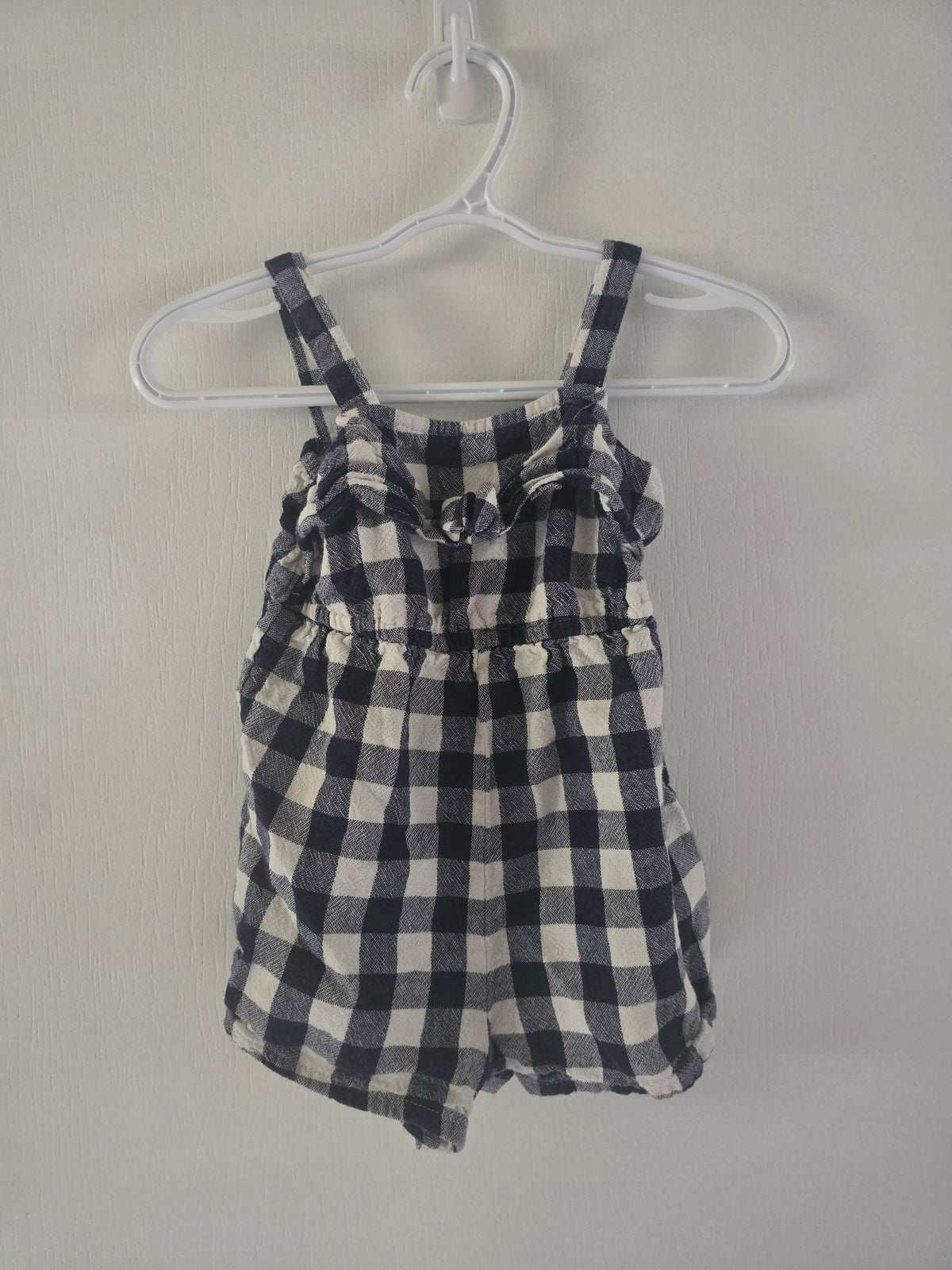Old Navy Girls Black & White Gingham Ruffle Romper | 2t