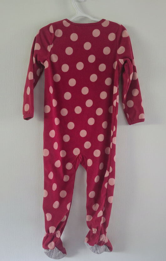 Carter's Pink Polka Dot Fleece Llama Footed Sleeper | 3T