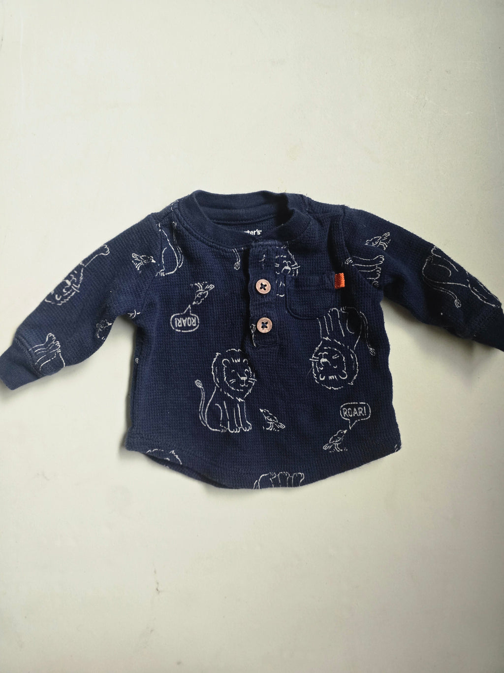 Carter's Lion Print Waffle Knit Henley | Newborn