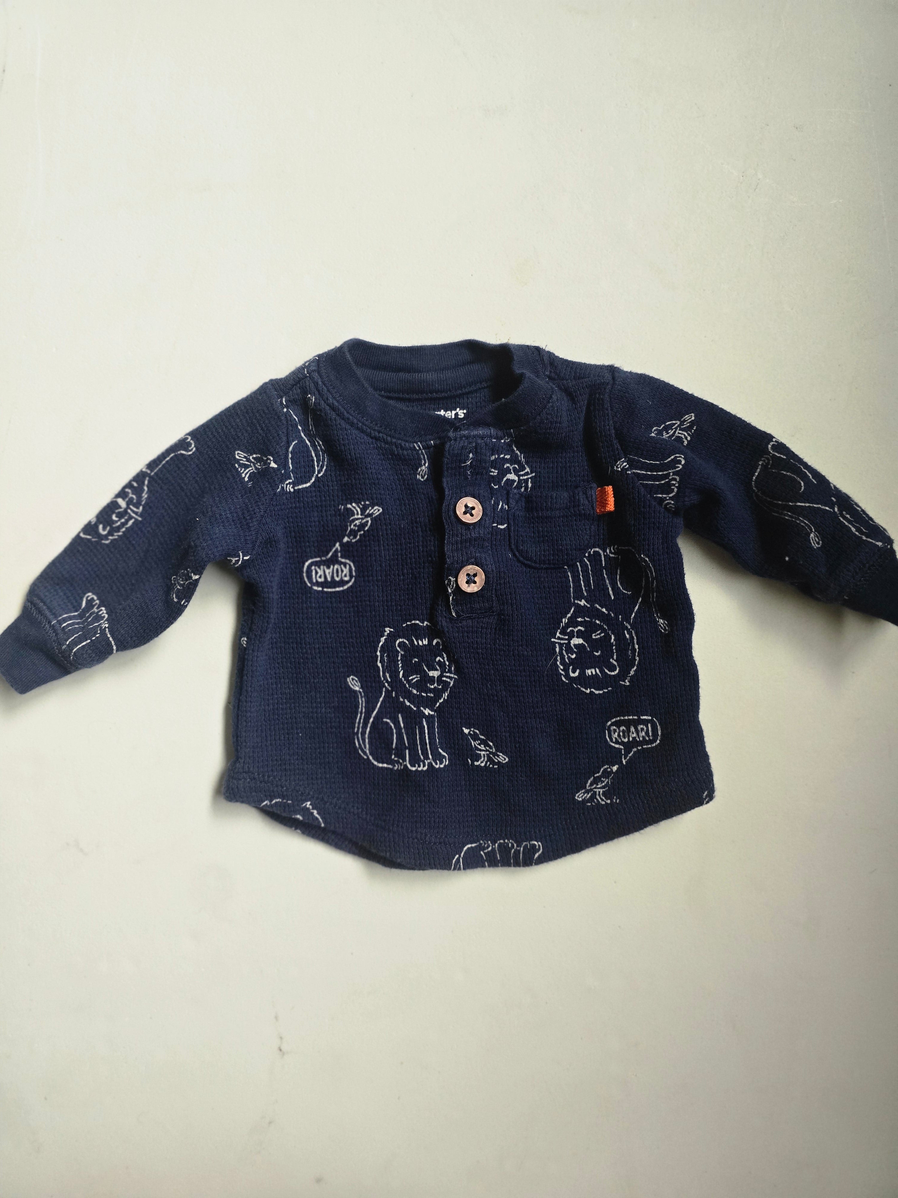 Carter's Lion Print Waffle Knit Henley | Newborn