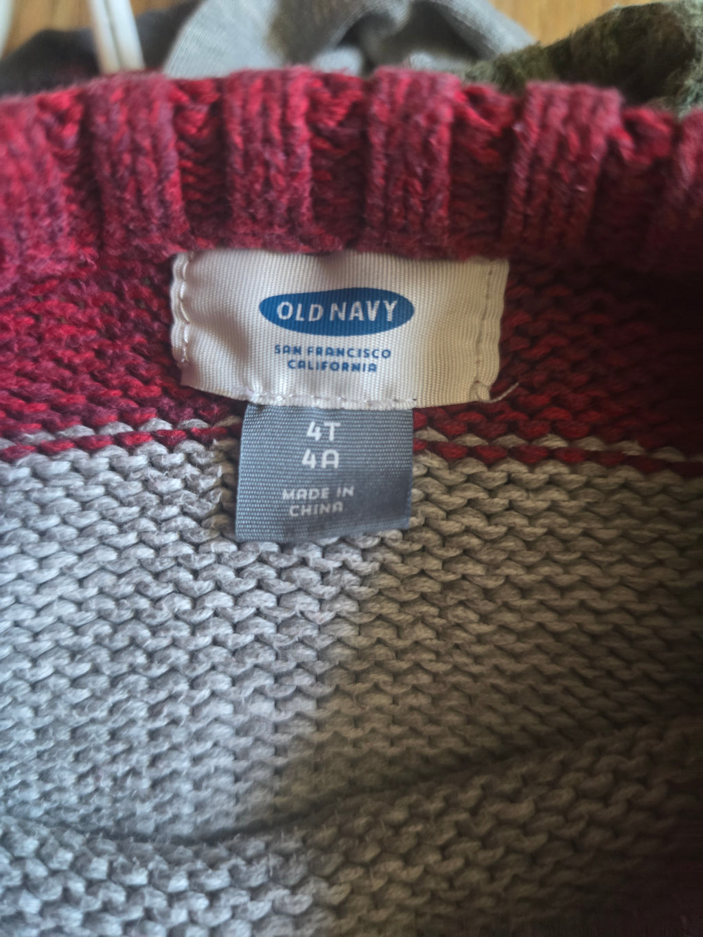 Old Navy Red & Gray Striped Sweater | 4T