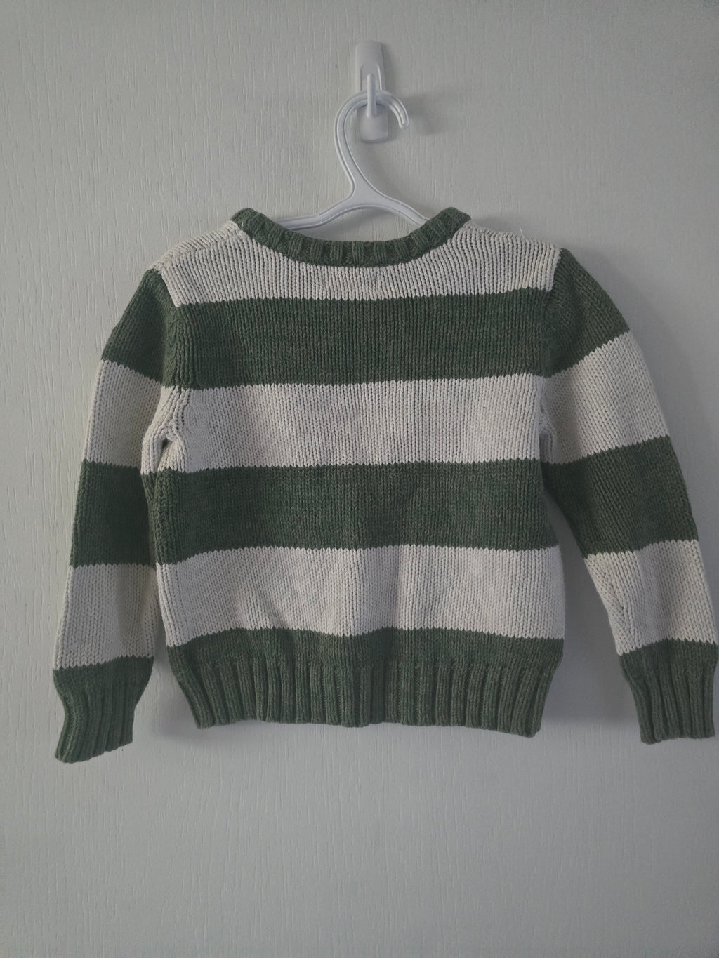 Old Navy Green & Cream Striped Sweater | 4T