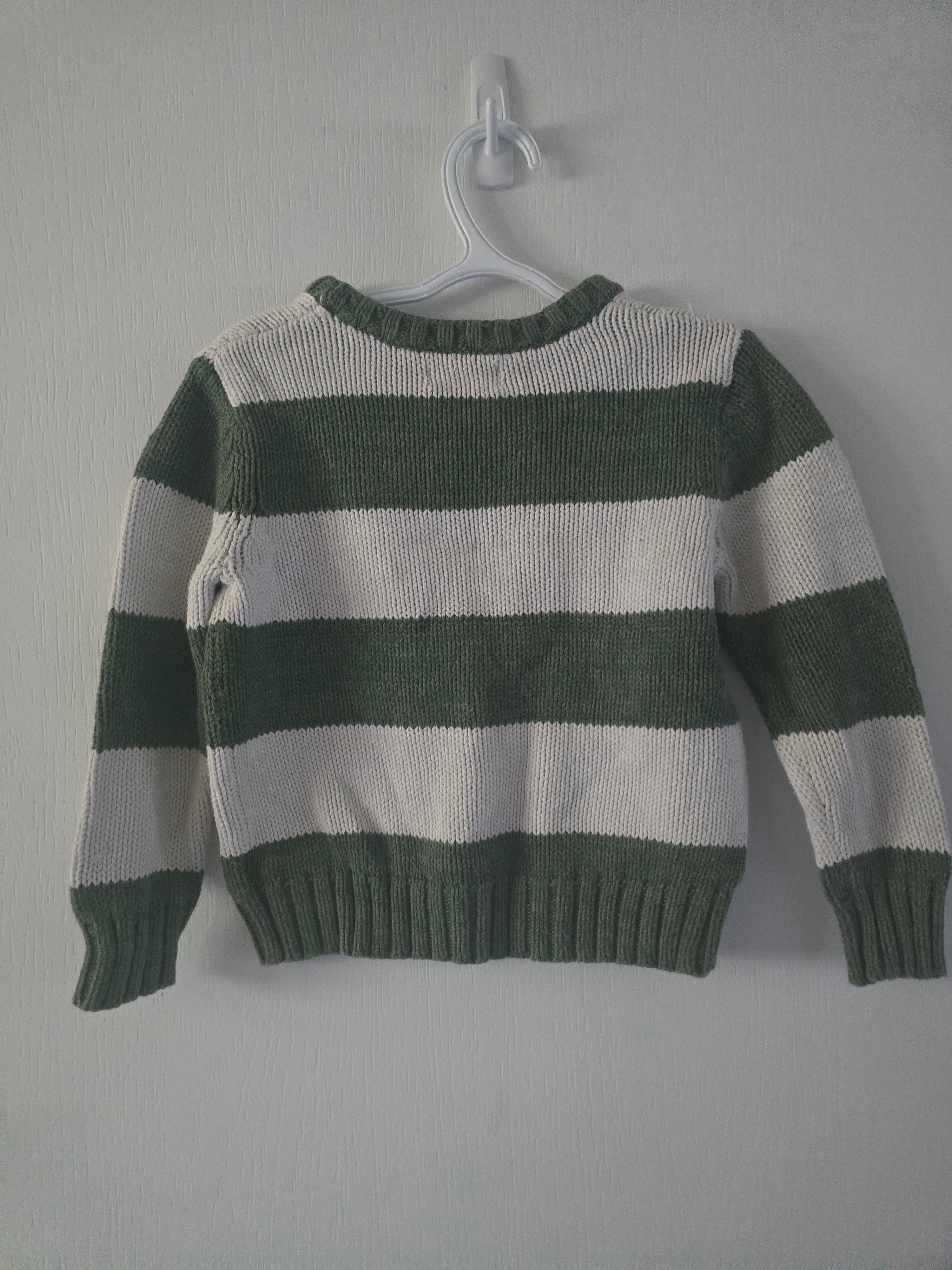 Old Navy Green & Cream Striped Sweater | 4T