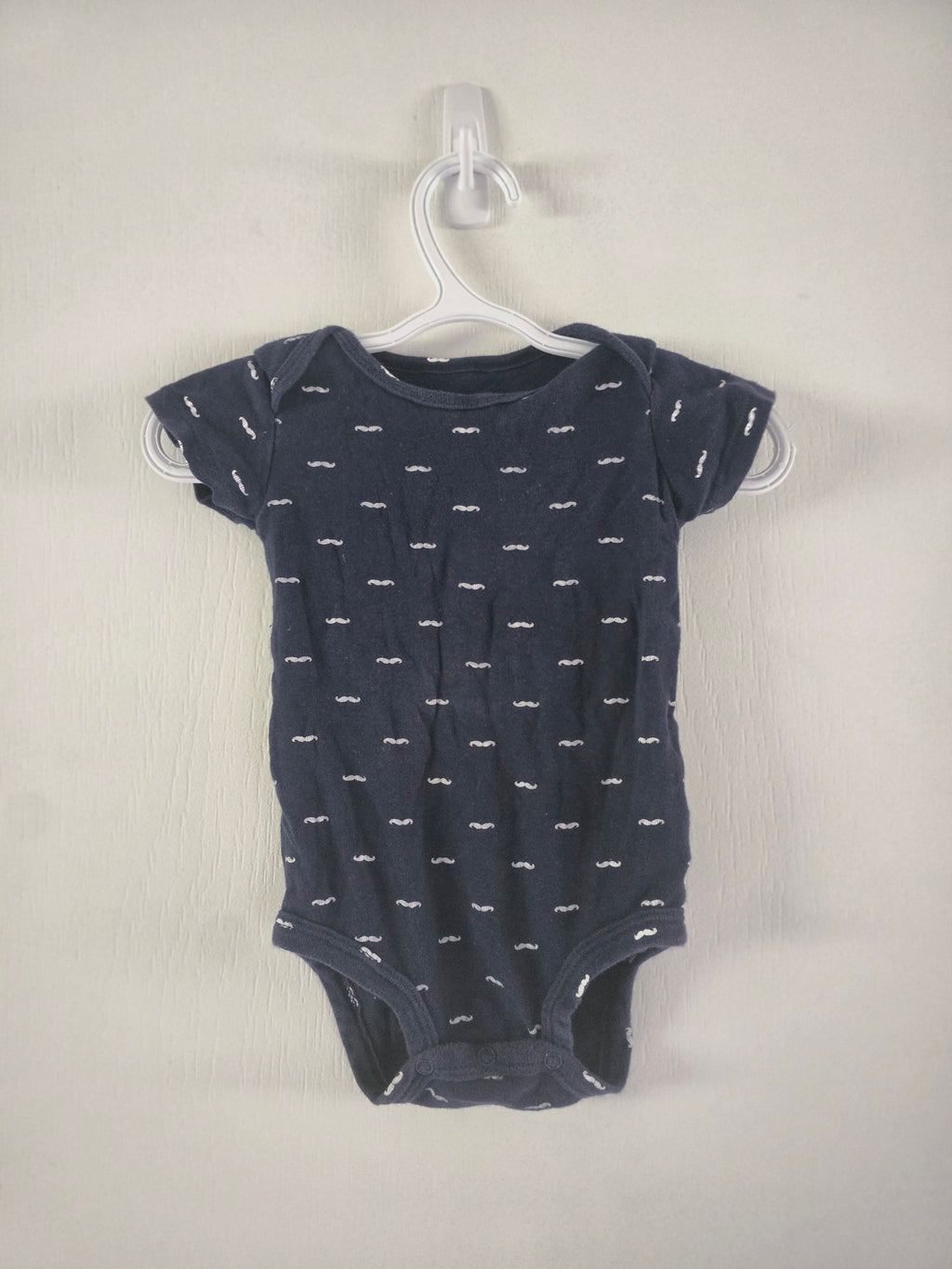 Carter's Navy Mustache Print Short Sleeve Bodysuit | 9M